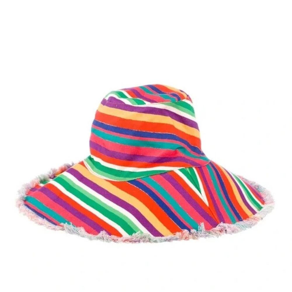 Frances Valentine Canvas Fringe Hat ~ Montauk Hamptons Vibrant